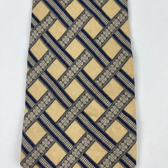 Claiborne Tie Mens Yellow Plaid Silk - Picture 3 of 5